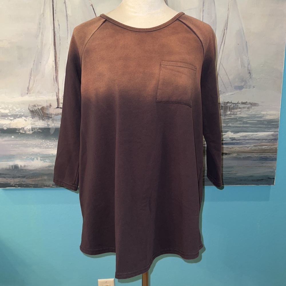 Brown Ombré 3/4 Sleeve Sweatshirt, Medium